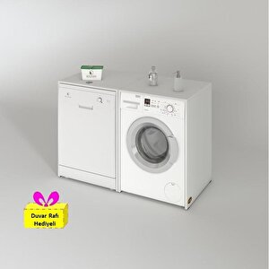 Çamaşır&kurutma&bulaşık Makinesi Dolabı Naumkare Byz 90*140*60 Arkalıksız + Tekli Duvar Rafı Hediyeli