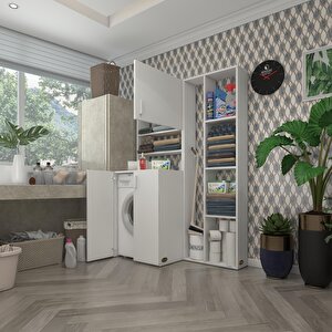 Çamaşır Makinesi Dolabı Kasparovsüpürgemdf Byz 180*126*55-20 % 100 Mdf Full Mdf Banyo Kapaklı Arkalıksız