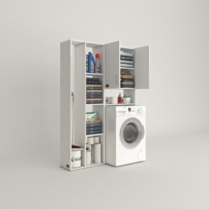 Çamaşır Makinesi Dolabı Sinemsüpürge Byz 180*126*30 Banyo Kapaklı Arkalıklı Raflı