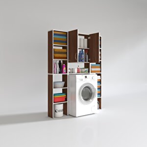 Çamaşır Makinesi Dolabı Veronikamaksduble Cvz 180*126*20 Banyo Arkalıksız Raflı