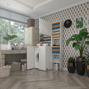 Çamaşır Makinesi Dolabı Kasparovmaksmdf Byz 180*096*55-20 % 100 Mdf Full Mdf Banyo Kapaklı Arkalıksız