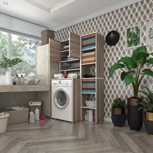 Çamaşır Makinesi Dolabı Hayzummaks Crd 180*096*55 Banyo Kiler Çift Kapaklı Arkalıklı