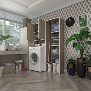 Çamaşır Makinesi Dolabı Veronikasüpürge Crd 180*126*20 Banyo Arkalıksız Raflı