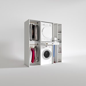 Çamaşır-kurutma Makinesi Dolabı Ve Giysi Dolabı Çekmeceli Hattab Sağ Raf Byz 187*160*60  Banyo