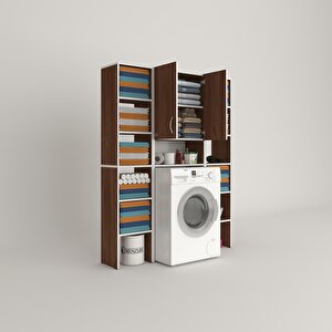 Çamaşır Makinesi Dolabı Sinemmaksduble Cvz 180*126*30 Banyo Kapaklı Arkalıklı Raflı