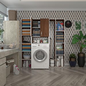 Çamaşır Makinesi Dolabı Veronikamega Cvz 180*156*20 Banyo Arkalıksız Raflı