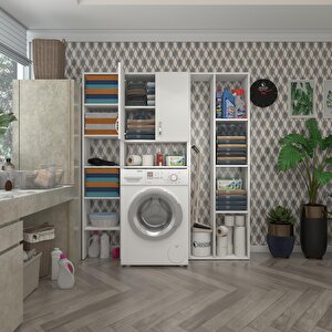 Çamaşır Makinesi Dolabı Veronikamega Byz 180*156*20 Banyo Arkalıksız Raflı