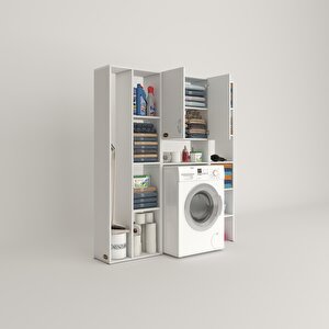 Çamaşır Makinesi Dolabı Veronikamega Byz 180*156*20 Banyo Arkalıksız Raflı