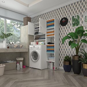 Çamaşır Makinesi Dolabı Hayzummaksmdf Byz 180*096*55 % 100 Mdf Full Mdf Banyo Kiler Çift Kapaklı Arkalıklı