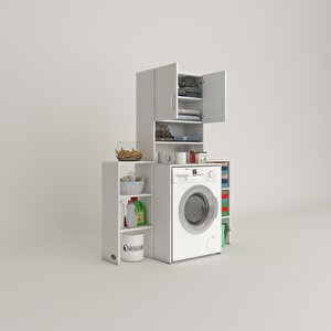Çamaşır Makinesi Dolabı Hayzummaksmdf Byz 180*096*55 % 100 Mdf Full Mdf Banyo Kiler Çift Kapaklı Arkalıklı