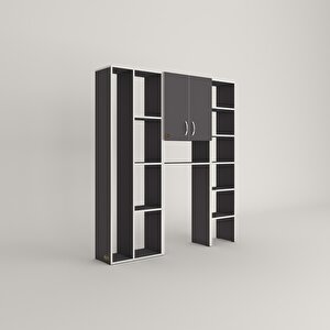 Çamaşır Makinesi Dolabı Veronikamega Gri 180*156*20 Banyo Arkalıksız Raflı