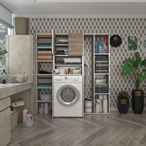 Çamaşır Makinesi Dolabı Hayzummega Crd 180*156*55 Banyo Kiler Çift Kapaklı Arkalıklı