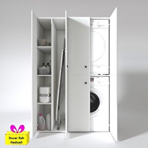 Çamaşır-kurutma Makinesi Dolabı Kapaklı Yaromira Sol Byz 180*120*60 Banyo Arkalıksız + Tekli Duvar Rafı Hediyeli
