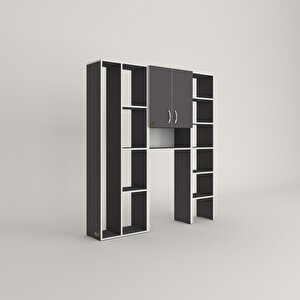 Çamaşır Makinesi Dolabı Sinemmega Gri 180*156*30 Banyo Kapaklı Arkalıklı Raflı