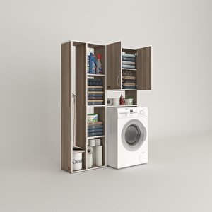 Çamaşır Makinesi Dolabı Sinemsüpürge Crd 180*126*30 Banyo Kapaklı Arkalıklı Raflı