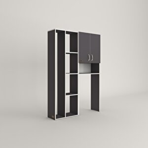 Çamaşır Makinesi Dolabı Sinemsüpürge Gri 180*126*30 Banyo Kapaklı Arkalıklı Raflı