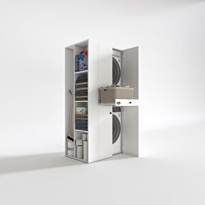 Çamaşır-kurutma Makinesi Dolabı Ahi Evran Sol Byz 187*090*60 Çekmeceli Banyo