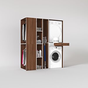 Çamaşır-kurutma Makinesi Dolabı Ve Giysi Dolabı Çekmeceli Attar Sol Cvz 187*160*60  Banyo