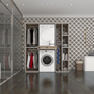 Çamaşır-kurutma Makinesi Dolabı Ve Giysi Dolabı Çekmeceli Hattab Sağ Raf Crd 187*160*60  Banyo