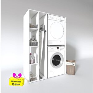 Çamaşır-kurutma Makinesi Dolabı Alyusha Sol Byz 180*120*60 Banyo Arkalıksız + Tekli Duvar Rafı Hediyeli