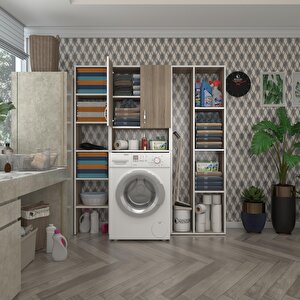 Çamaşır Makinesi Dolabı Veronikamega Crd 180*156*20 Banyo Arkalıksız Raflı