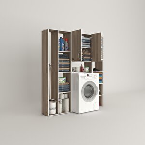 Çamaşır Makinesi Dolabı Veronikamega Crd 180*156*20 Banyo Arkalıksız Raflı