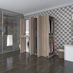 Çamaşır-kurutma Makinesi Dolabı Ve Giysi Dolabı Çekmeceli Eşari Sağ Crd 187*160*60  Banyo