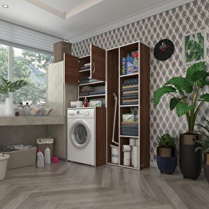 Çamaşır Makinesi Dolabı Hayzumsüpürge Cvz 180*126*55 Banyo Kiler Çift Kapaklı Arkalıklı