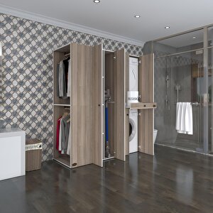 Çamaşır-kurutma Makinesi Dolabı Ve Giysi Dolabı Çekmeceli Eşari Sol Crd 187*160*60  Banyo