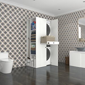 Çamaşır-kurutma Makinesi Dolabı Ahi Evranmdf Sol Byz 187*090*60 Çekmeceli % 100 Full Mdf