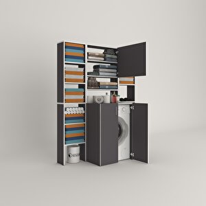 Çamaşır Makinesi Dolabı Kasparovmaksduble Gri 180*126*55-20 Banyo Kapaklı Arkalıksız