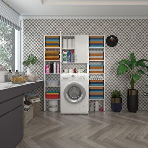 Çamaşır Makinesi Dolabı Veronikamaksdublemdf Byz 180*126*20 % 100 Mdf Full Mdf Banyo Arkalıksız Raflı