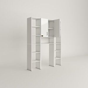 Çamaşır Makinesi Dolabı Sinemmaksdublemdf Byz 180*126*30 % 100 Mdf Full Mdf Banyo Kapaklı Arkalıklı Raflı