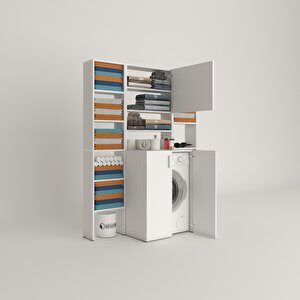 Çamaşır Makinesi Dolabı Kasparovmaksdublemdf Byz 180*126*55-20 % 100 Mdf Full Mdf Banyo Kapaklı Arkalıksız