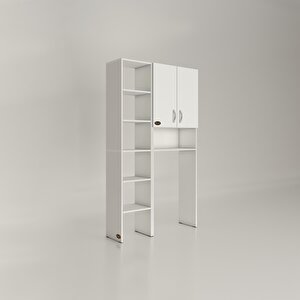 Çamaşır Makinesi Dolabı Sinemmaksmdf Byz 180*096*30 % 100 Mdf Full Mdf Banyo Kapaklı Arkalıklı Raflı