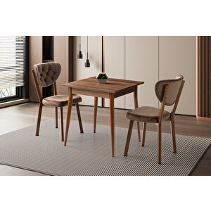 Mendel Masa Ve Ri̇vone Sandalye Takimi, Barok Cevi̇z, 70x70