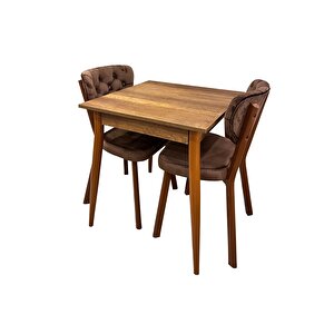 Mendel Masa Ve Ri̇vone Sandalye Takimi, Barok Cevi̇z, 70x70