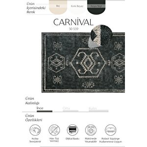 Carnival Yeşil Etnik Otantik Dokuma Şönil Halı Yıkanabilir Eskitme vintage mutfak Halısı 150x230 cm