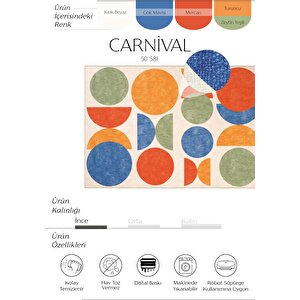 Carnival Renkli Halı Yolluk Geometrik Soyut Desen Dijital Baskı Yıkanabilir mutfak halısı 150x230 cm
