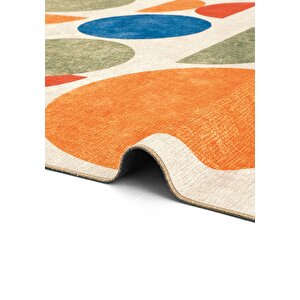 Cool Halı Carnival Renkli Halı Yolluk Geometrik Soyut Desen Dijital Baskı Yıkanabilir mutfak halısı