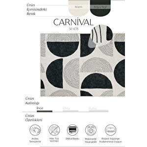 Carnival Krem Yeşil Halı Yolluk Soyut Desenli Dokuma Şönil Halı Yıkanabilir Mutfak Halısı 190x290 cm