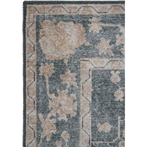 Cool Halı Private Yeşil Eskitme Vintage Halı Etnik Desen Otantik Şönil Halı Yıkanabilir Salon Halısı
