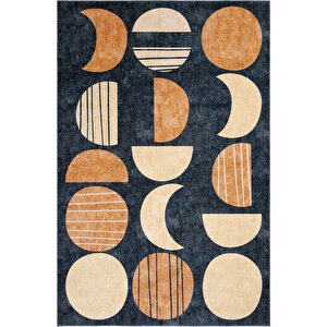 Carnival Renkli Halı Yolluk Geometrik Soyut Desenli Şönil Halı Yıkanabilir Mutfak Halısı 150x250 cm