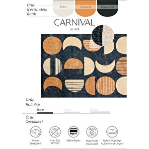 Carnival Renkli Halı Yolluk Geometrik Soyut Desenli Şönil Halı Yıkanabilir Mutfak Halısı 115x160 cm