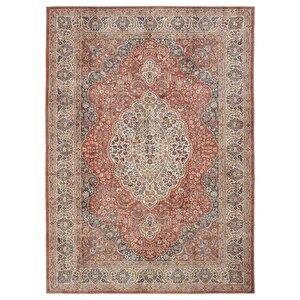 Private Kiremit Etnik Desenli Şönil Halı Yıkanabilir Eskitme Vintage Göbekli Salon Halısı 75x230 cm