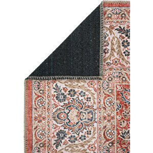 Cool Halı Private Kiremit Etnik Desenli Şönil Halı Yıkanabilir Eskitme Vintage Göbekli Salon Halısı