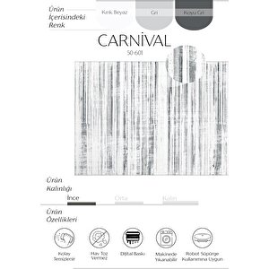 Carnival Gri Halı Yolluk Eskitme Dijital Baskı Halı Makinede Yıkanabilir Vintage Halı 150x230 cm