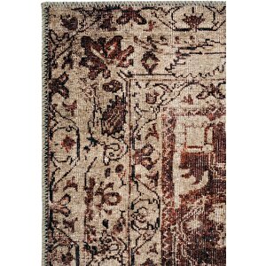 Cool Halı Private Bordo Eskitme Vintage Halı Etnik Desen Otantik Şönil Halı Yıkanabilir Salon Halısı