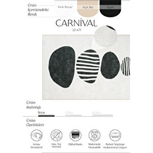 Carnival Beyaz Halı Yolluk Geometrik Soyut Desenli Dijital Baskı Yıkanabilir mutfak halısı 75x300 cm