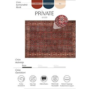 Private Bordo Eskitme Halı Yolluk Dijital Baskı Halı Makinede Yıkanabilir Salon Halısı 75x300 cm
